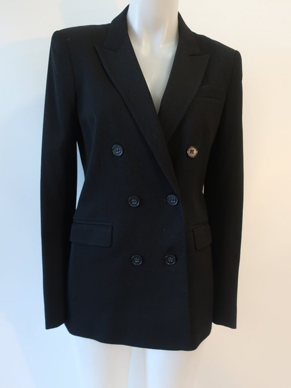 Womens Theory Black (Item-7002) Wool Blend Double Breasted Blazer Jacket 10